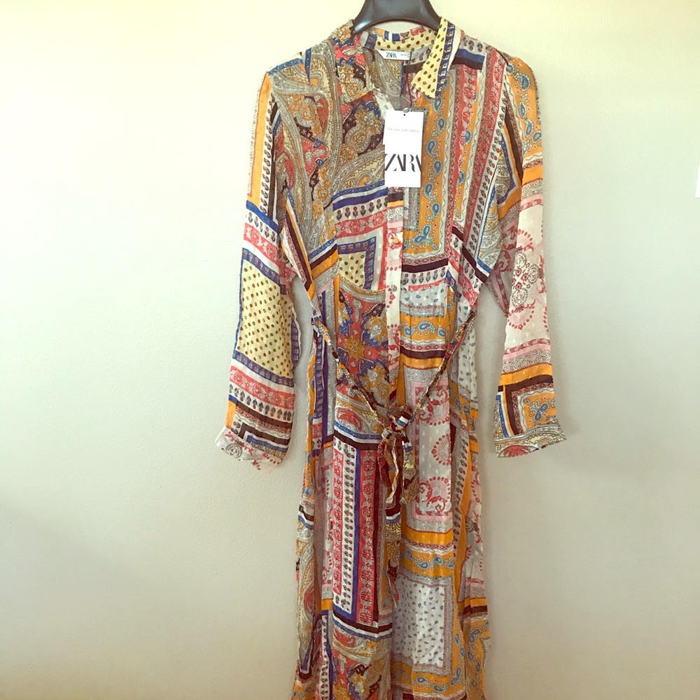 Zara printed Swiss dot dress. New with tags.